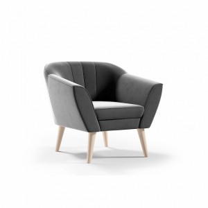 Bequemer Einzelsessel PIRS im skandinavischen Stil – Samt Grau 1/9