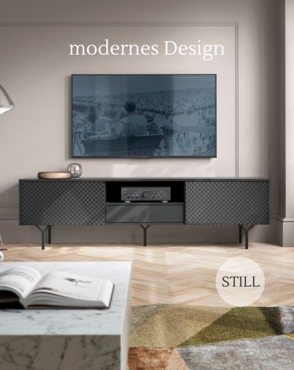 Modernes Design TV-M&ouml;bel von STILL mit strukturierter Front und schlanken Beinen f&uuml;r elegantes Wohnen