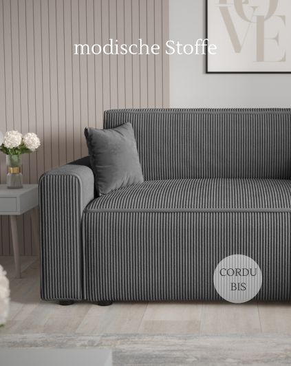 Modische gestreifte Stoff-Couch in Grau von CORDUBIS f&uuml;r zeitgen&ouml;ssisches Wohnzimmer-Design